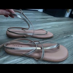 Gold faux leather strappy gladiator sandal